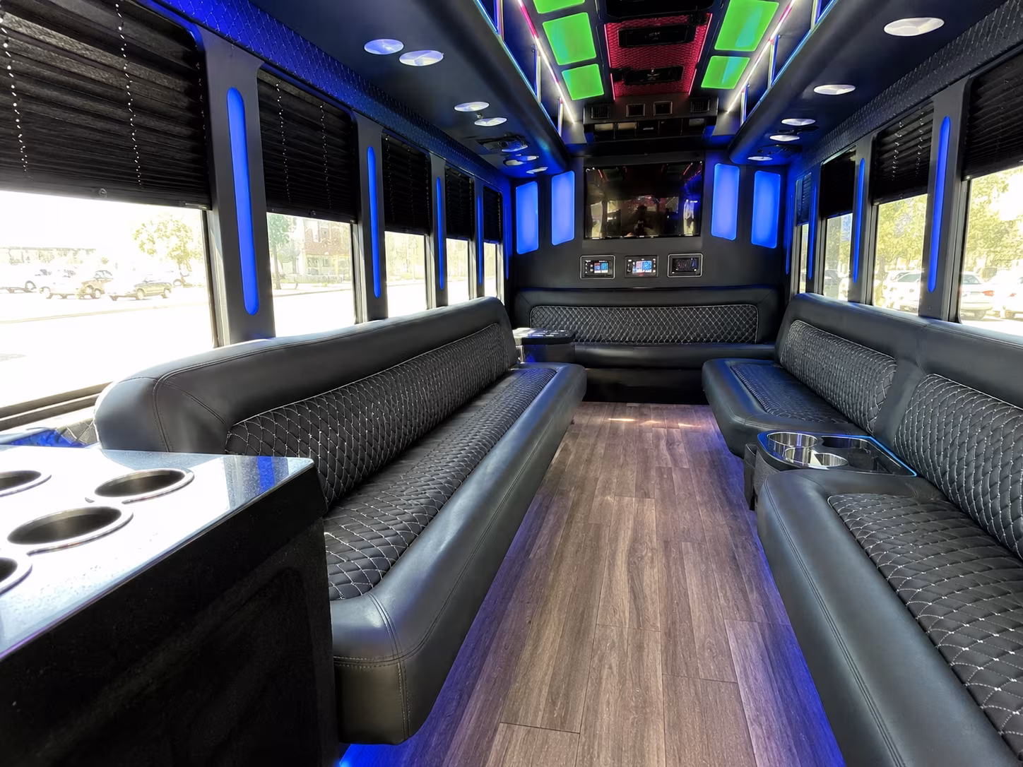 independence 15 passenger party bus inside