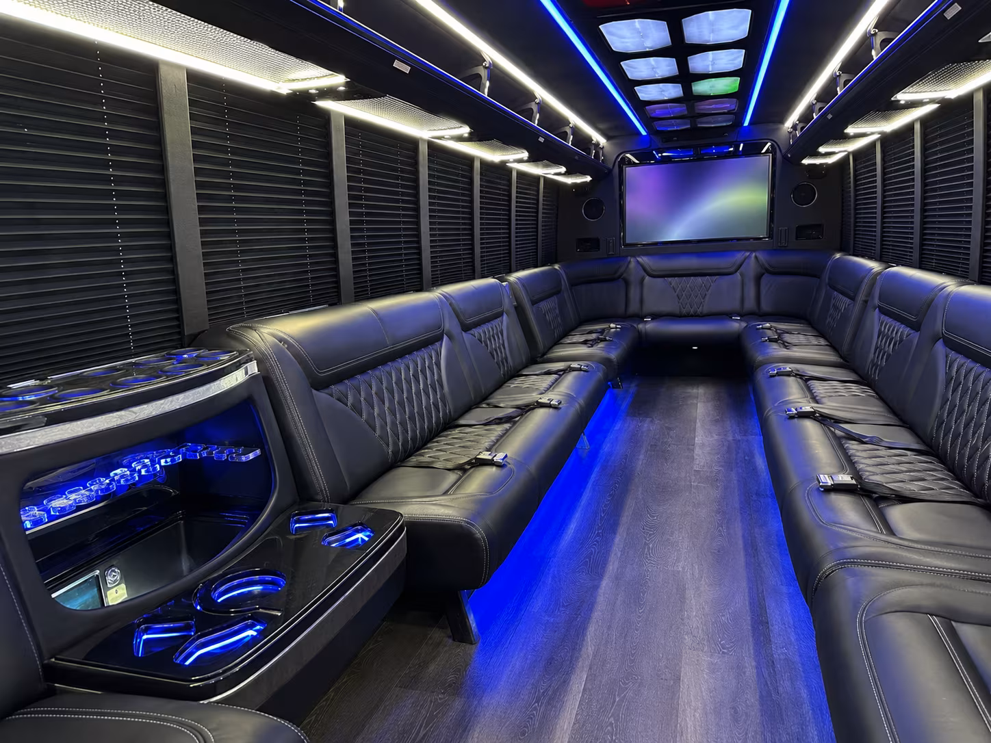 independence 20 passenger party bus inside