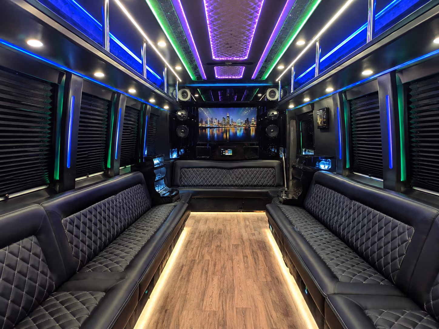 independence 25 passenger party bus interior