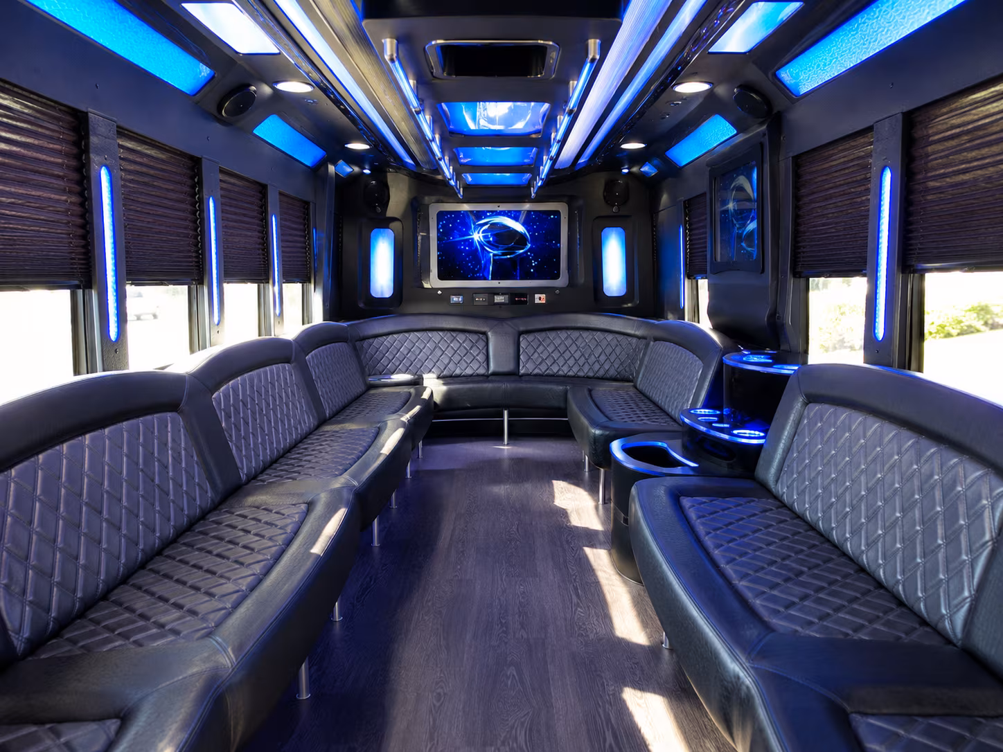 independence 28 passenger party bus inside
