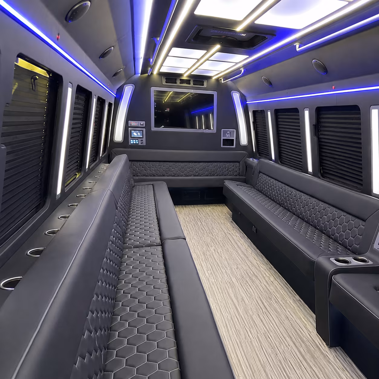 independence 40 passenger party bus inside